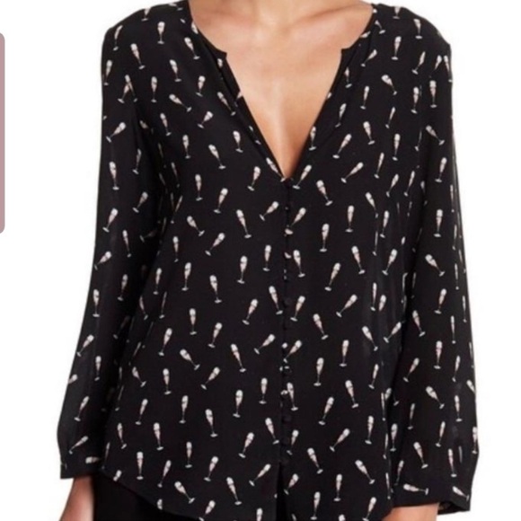 Joie NWT Pink Champagne Print Silk Blouse Size Small - Picture 2 of 13